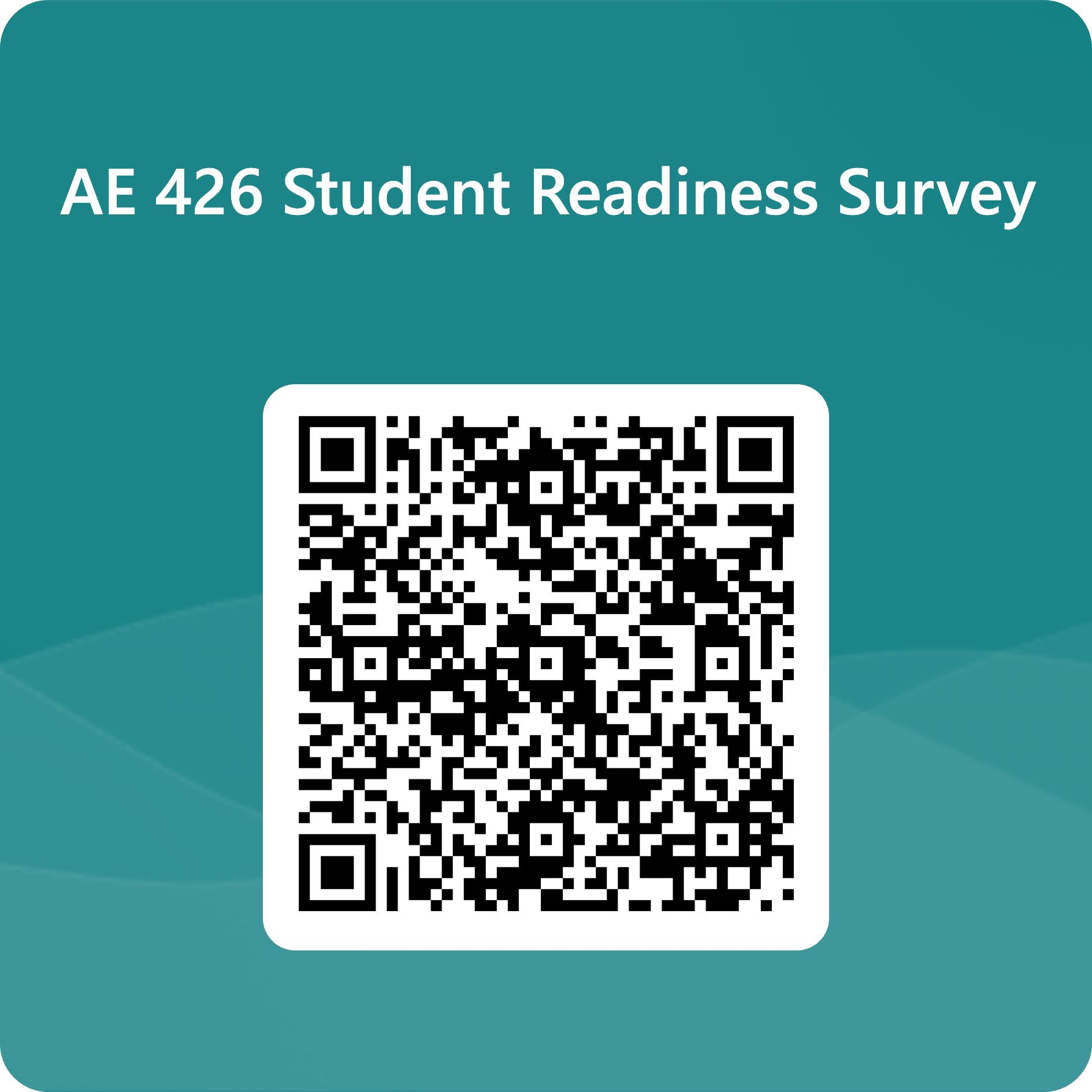 QR code for the AE 426 Student Readiness Survey